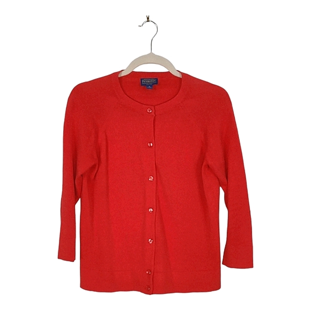 Pendleton Red Button-up Crewneck Cotton Cardigan Size Med